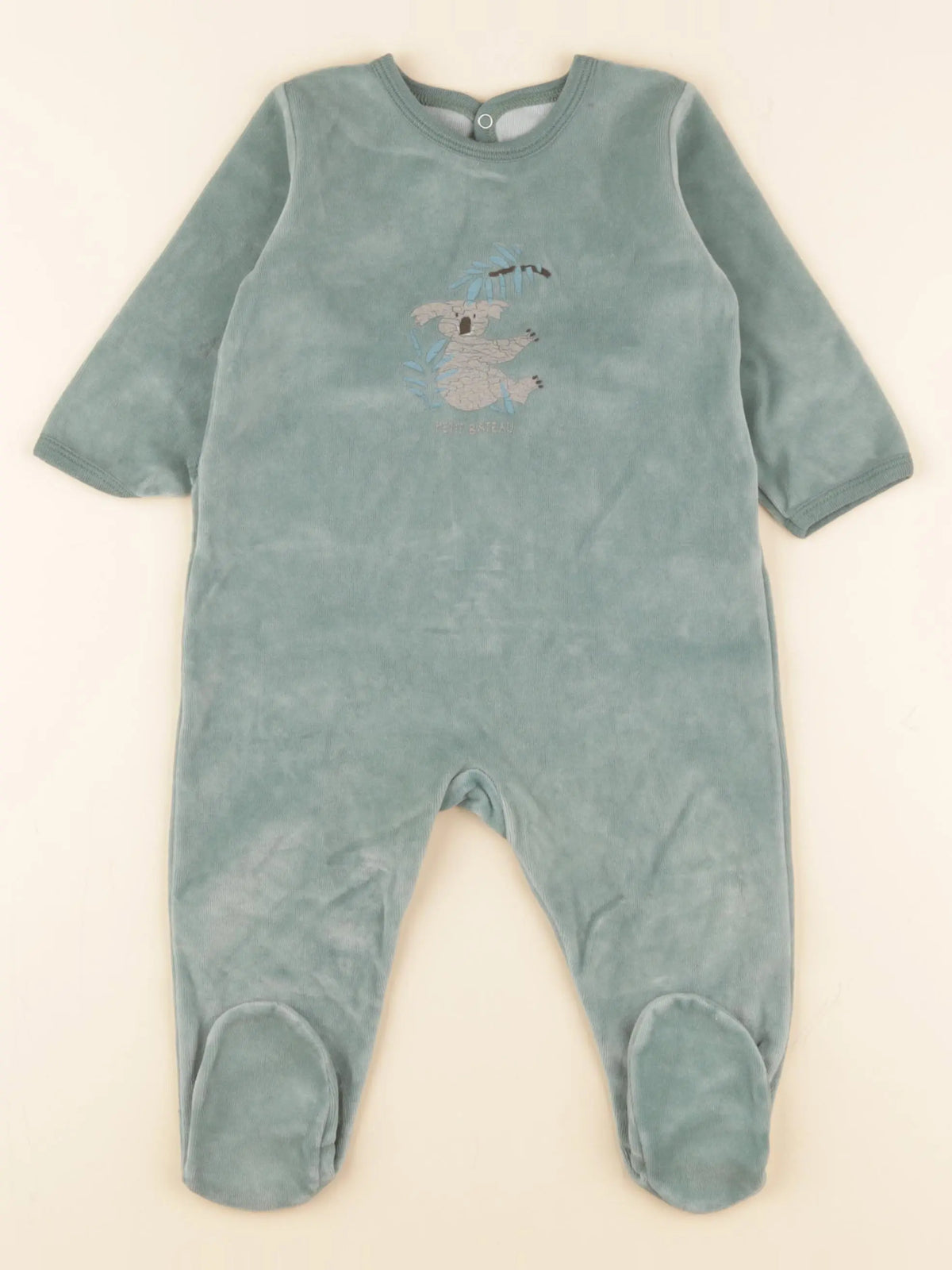 Petit Bateau - pyjama velours vert - 12 mois
