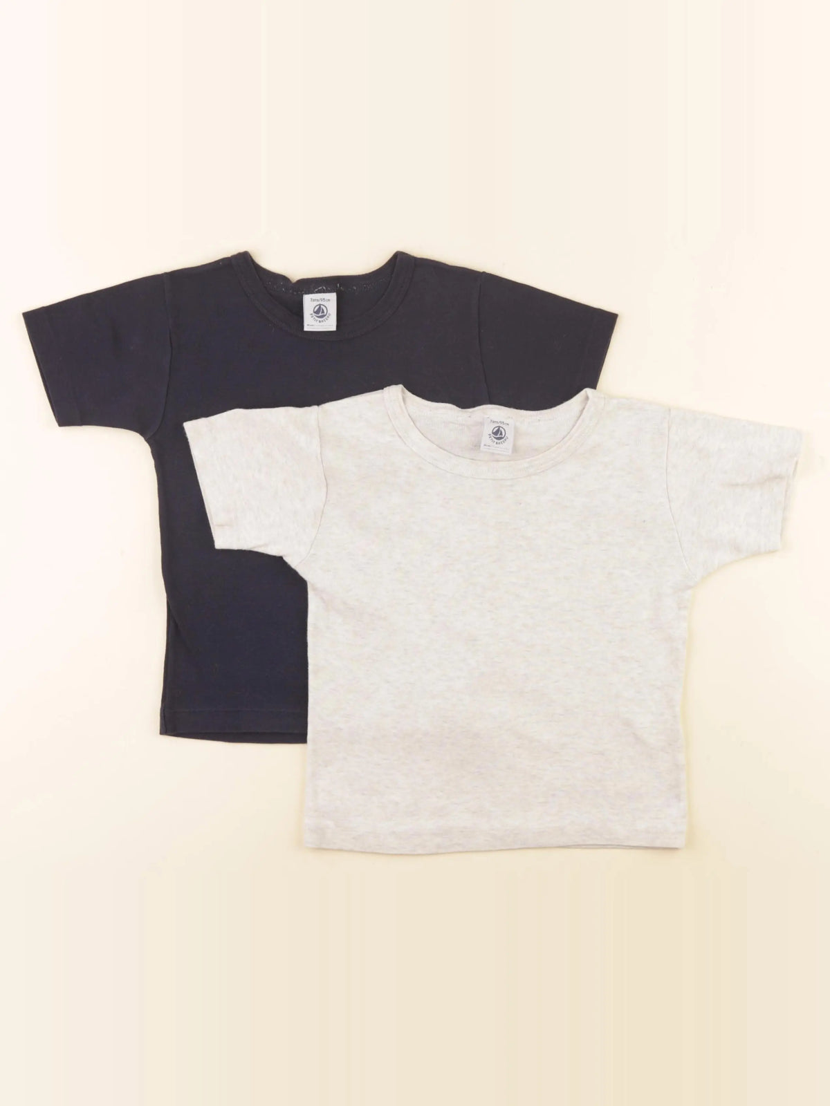 Petit Bateau - lot de 2 maillots de corps beige, bleu - 3 ans