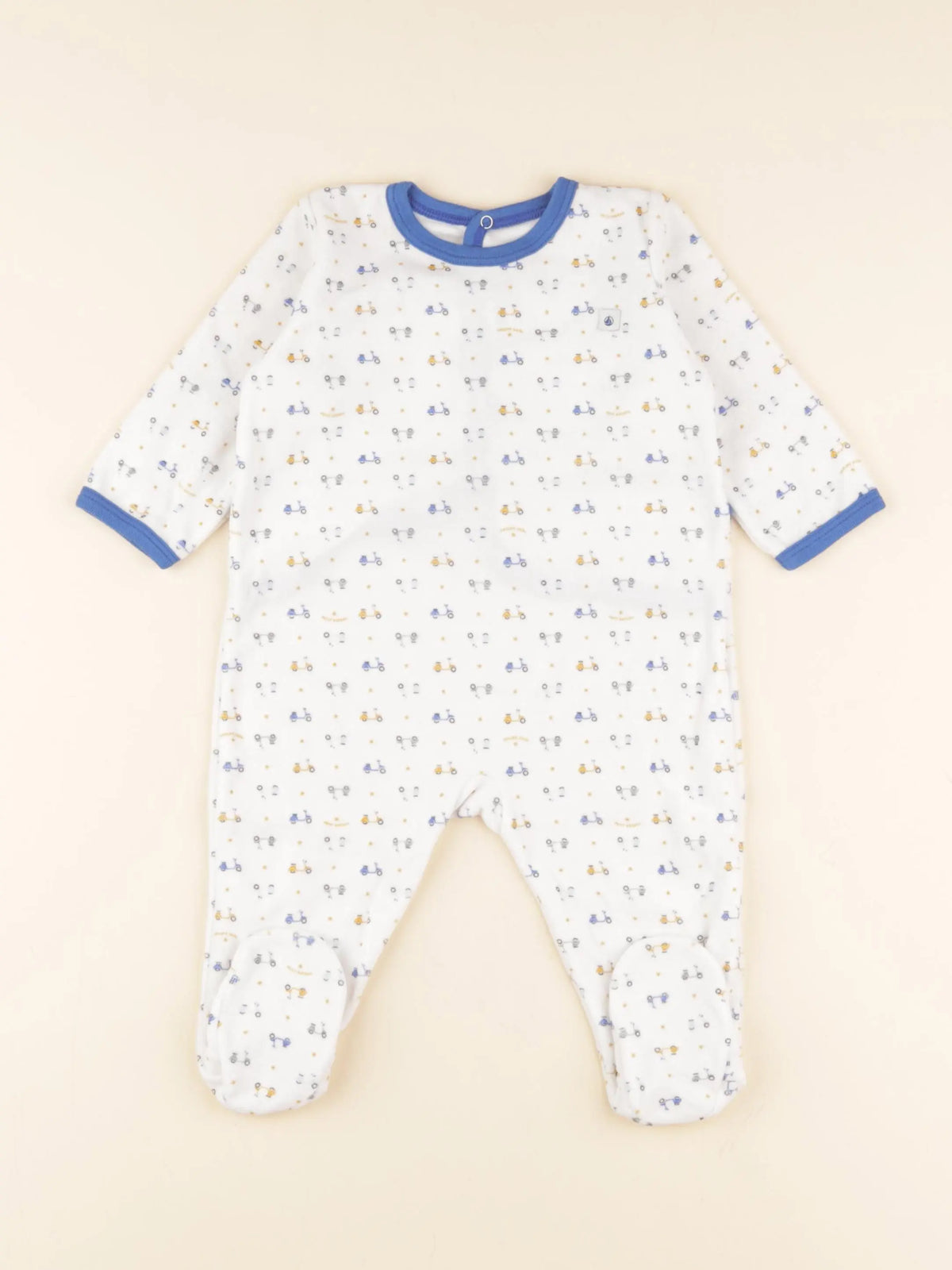 Petit Bateau - pyjama velours blanc - 9 mois
