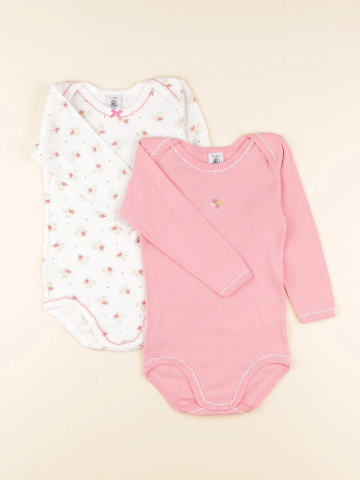 Petit Bateau - lot de 2 bodies en coton rose - 36 mois