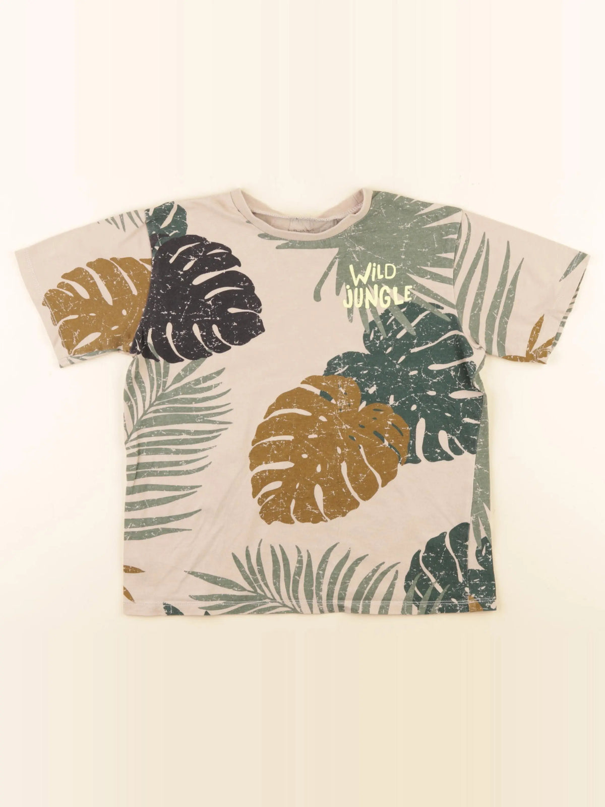 Vertbaudet - tee-shirt beige, vert - 10 ans