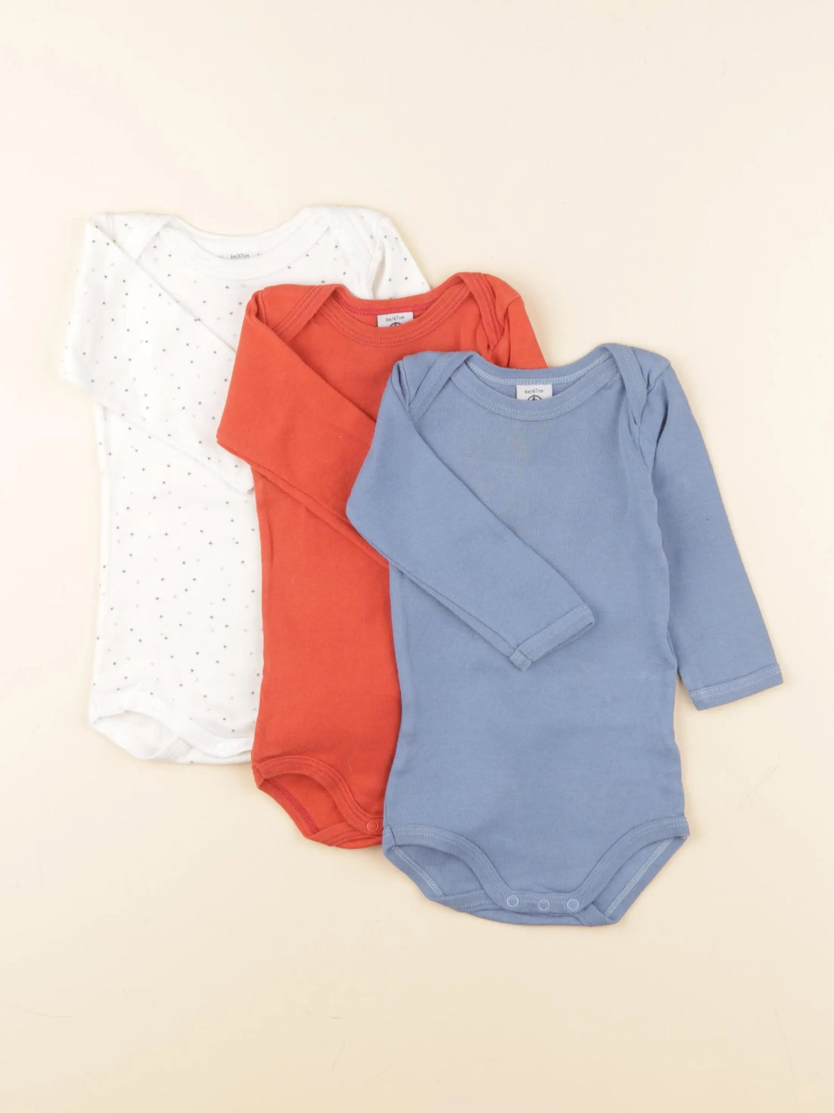 Petit Bateau - lot de 3 bodies en coton multicolore - 6 mois