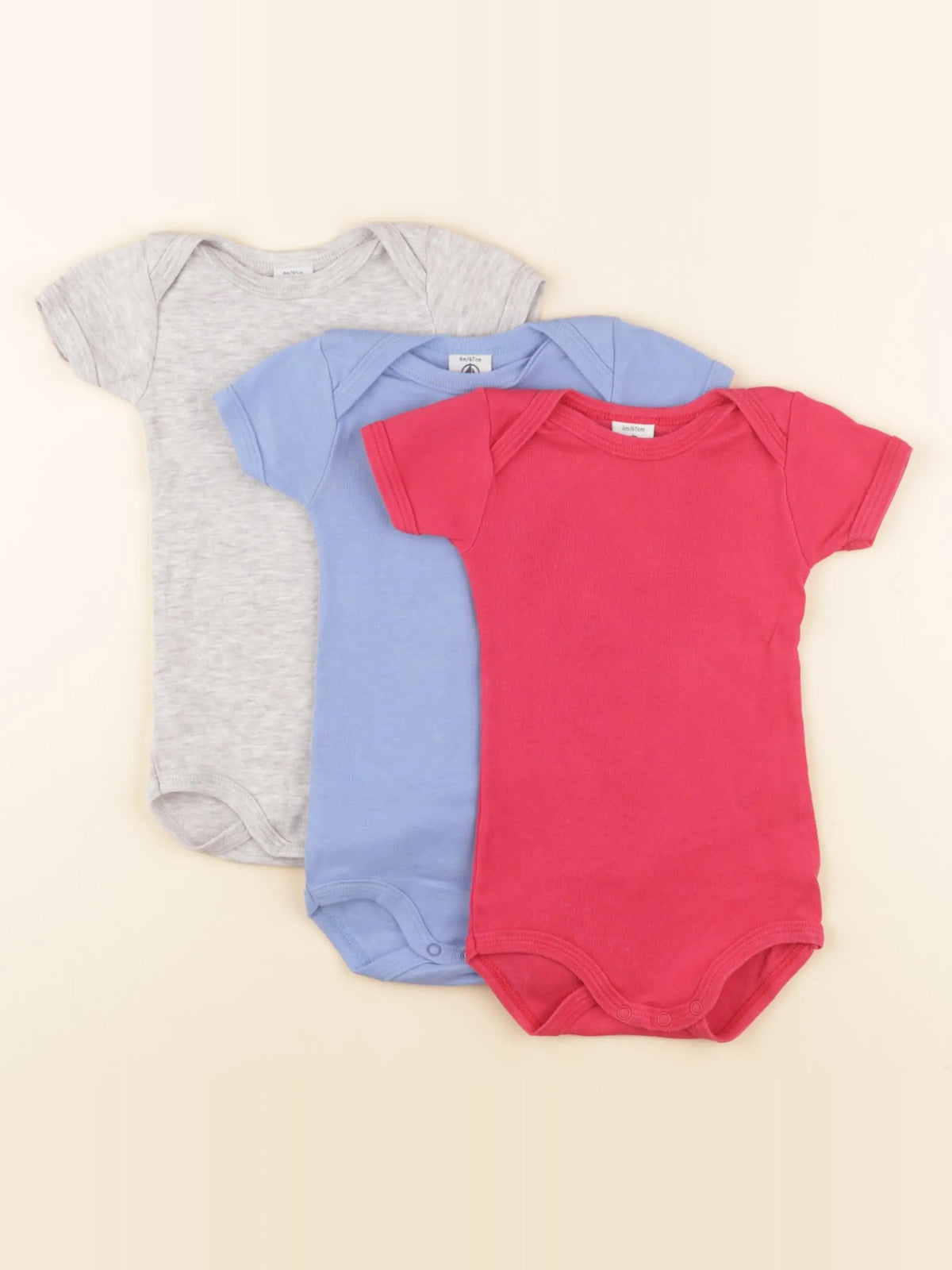 Petit Bateau - lot de 3 bodies en coton multicolore - 6 mois