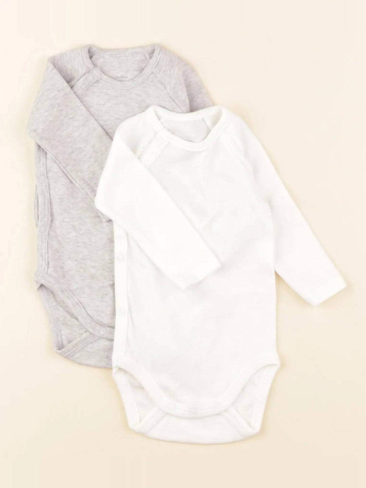 Petit Bateau - lot de 2 bodies en coton blanc, gris - 3 mois