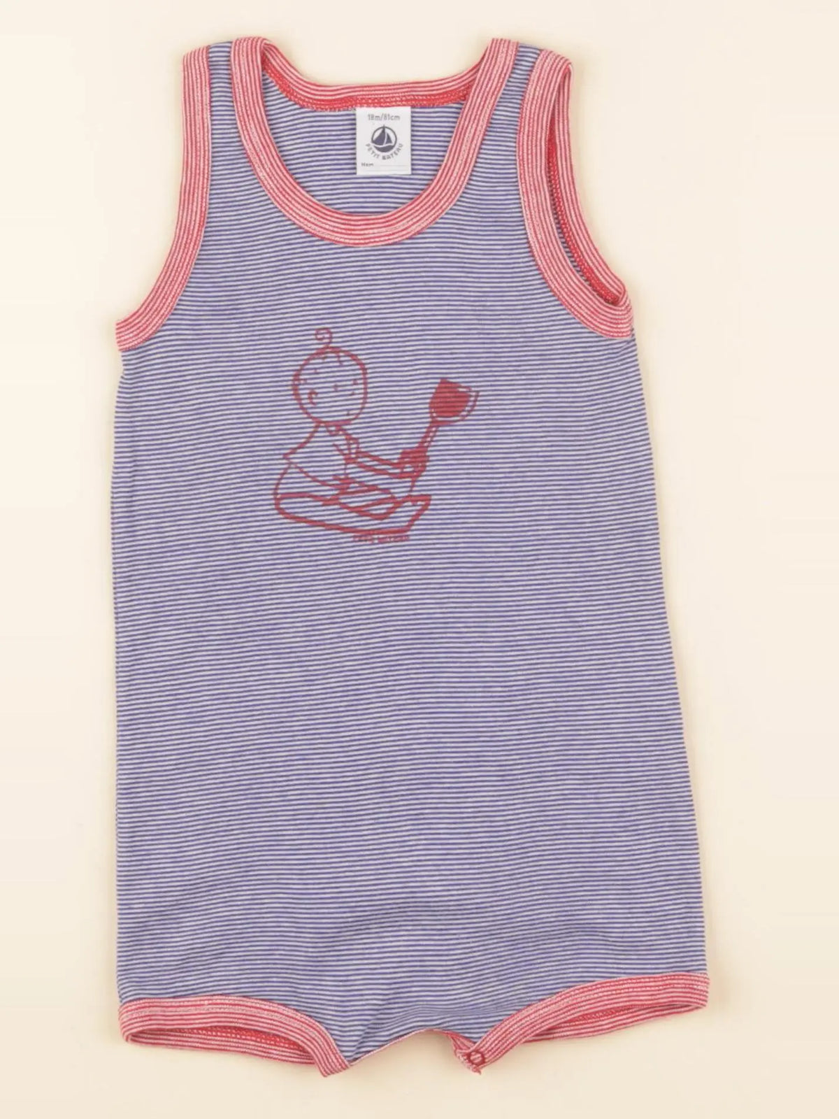 Petit Bateau - combinaison blanc, bleu - 18 mois