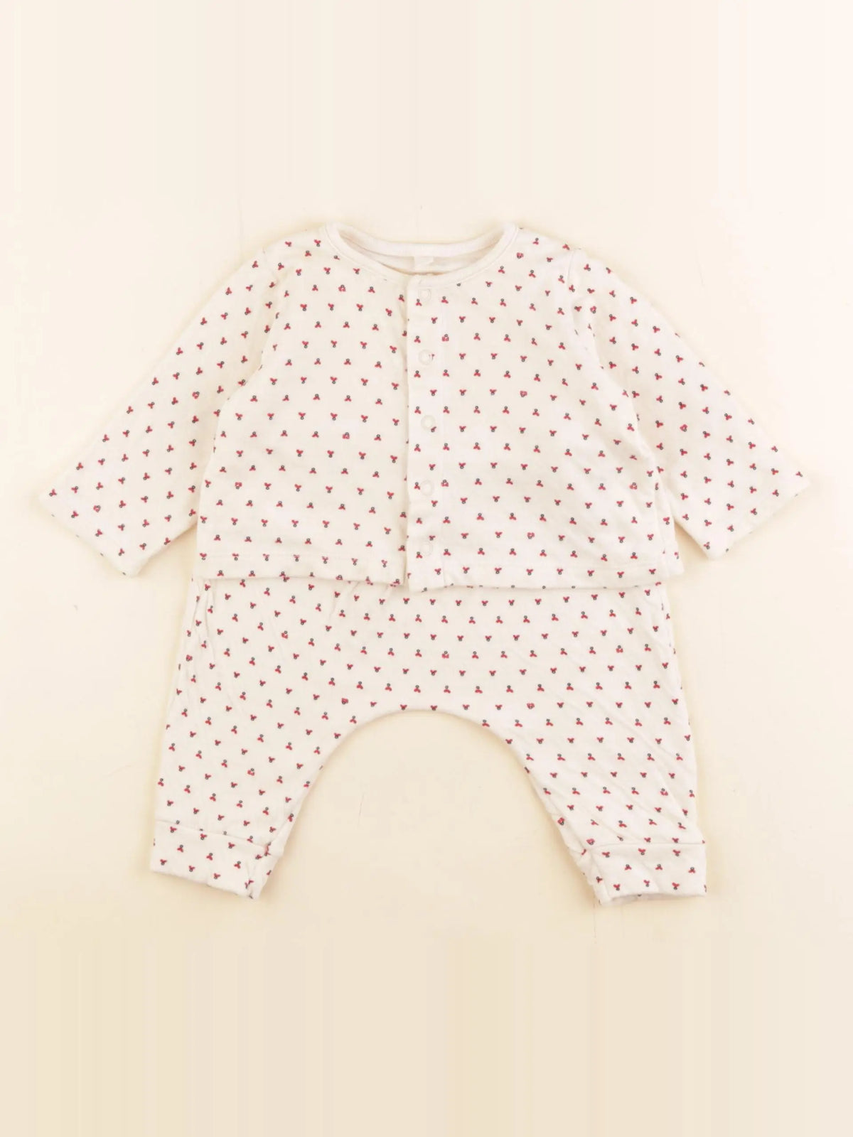 Petit Bateau - ensemble beige, rouge - 6 mois