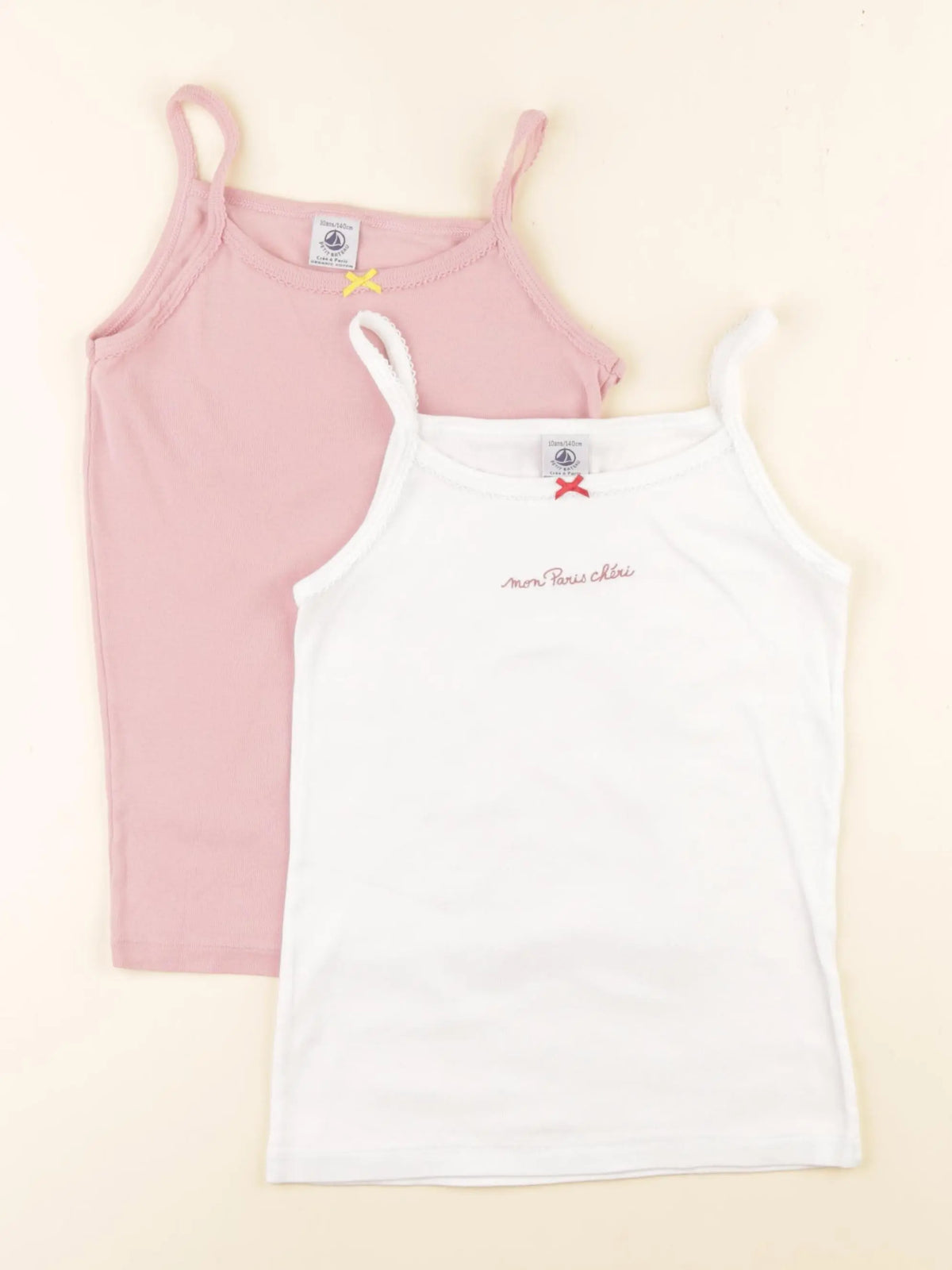 Petit Bateau - lot de 2 maillots de corps rose - 10 ans
