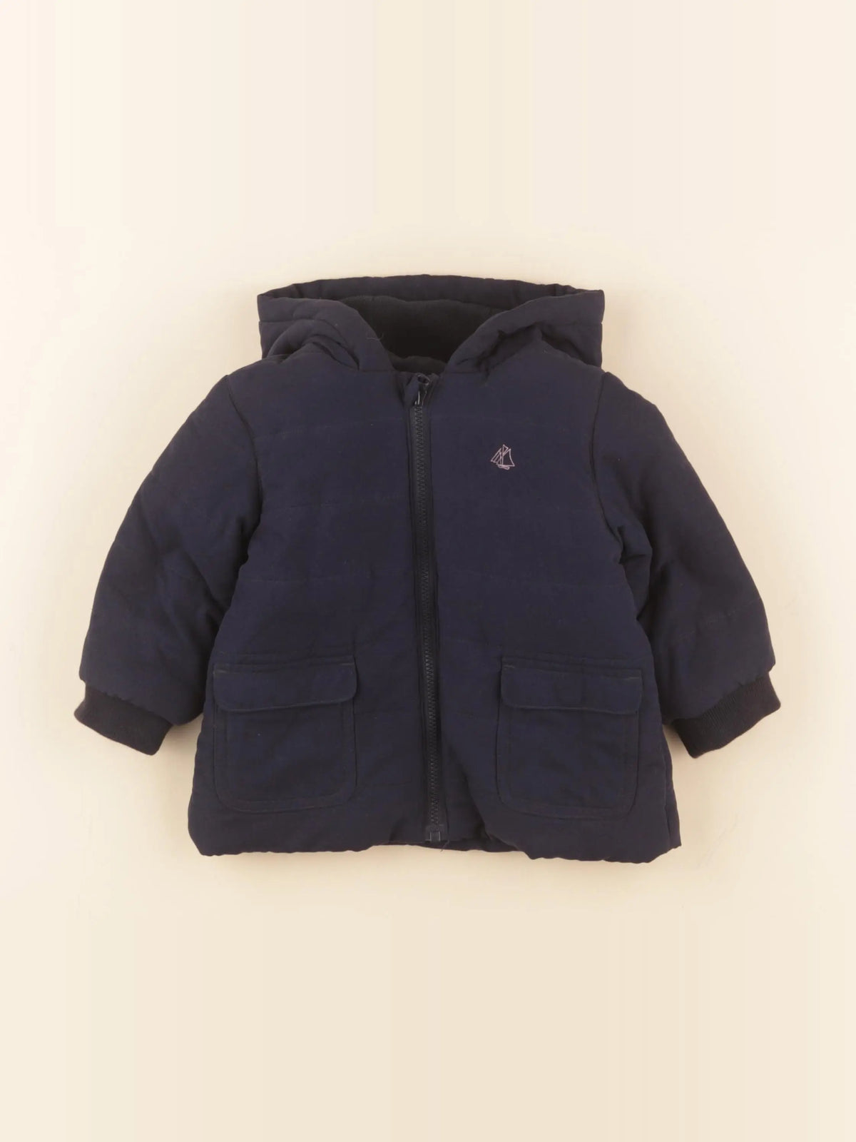 Petit Bateau - manteau bleu - 12 mois