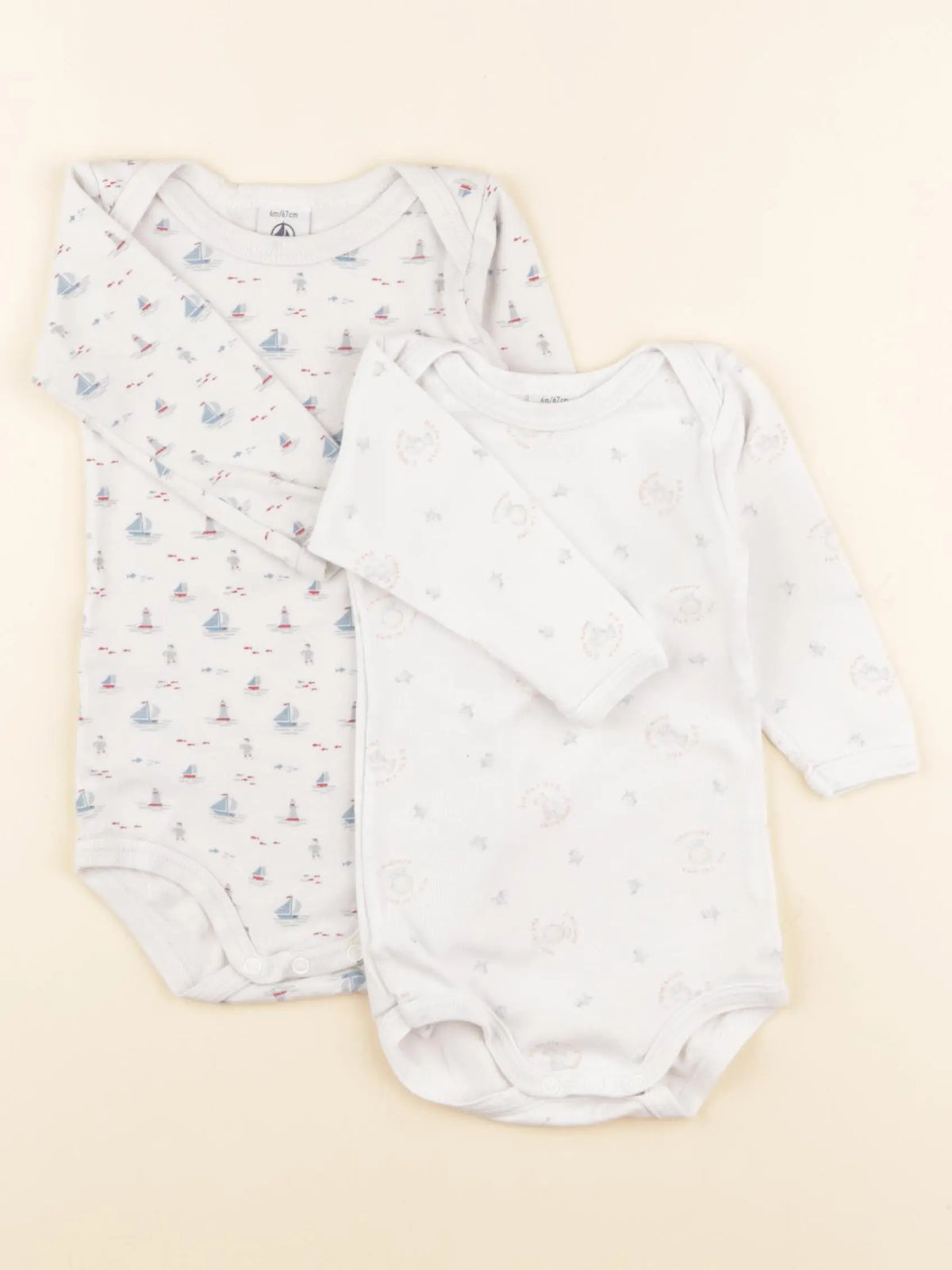 Petit Bateau - lot de 2 bodies en coton multicolore - 6 mois