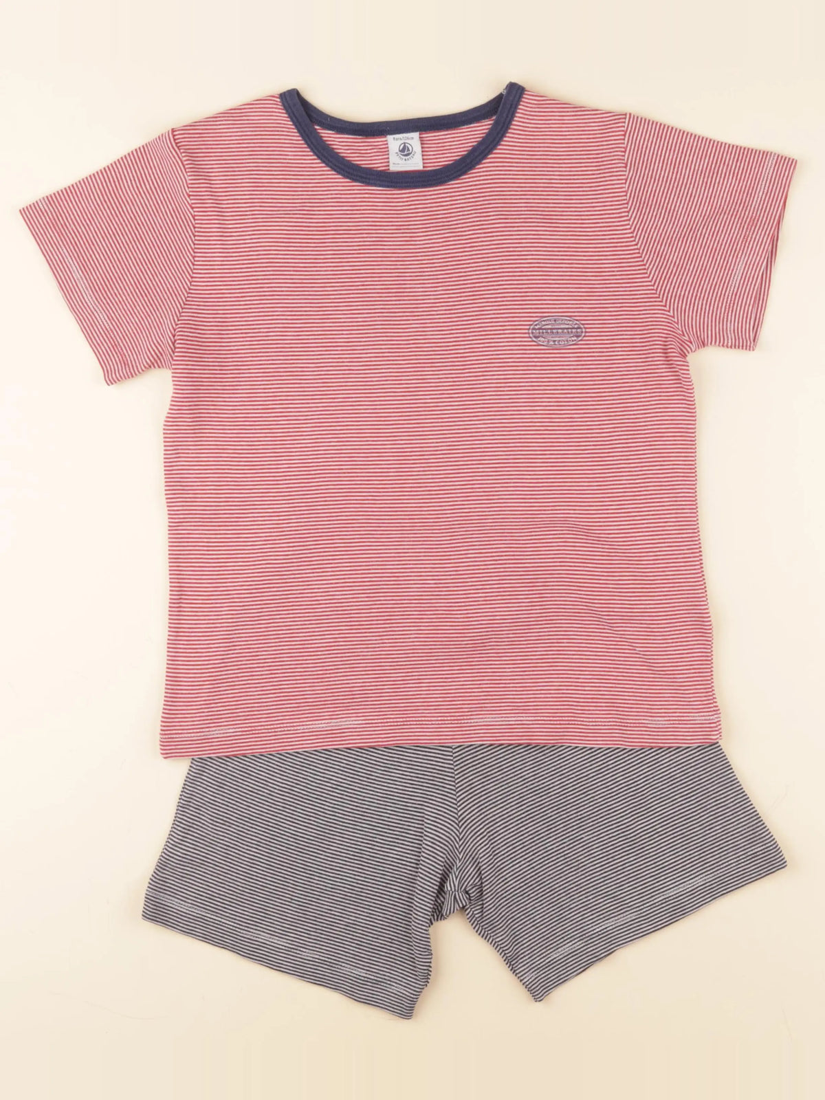 Petit Bateau - pyjama coton rouge - 8 ans