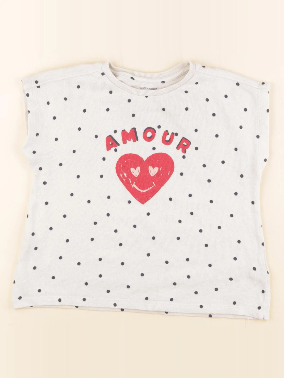 Vertbaudet - tee-shirt beige, rouge - 8 ans