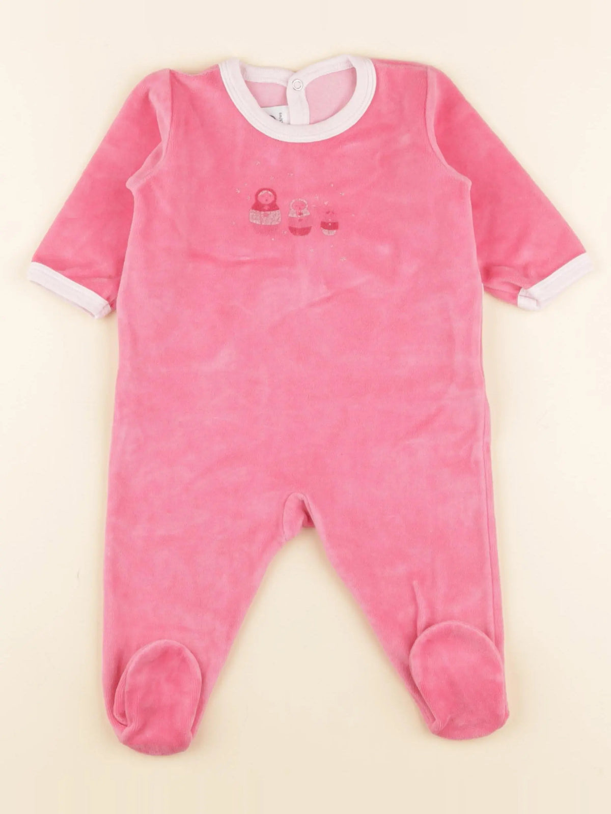 Petit Bateau - pyjama velours rose - 6 mois