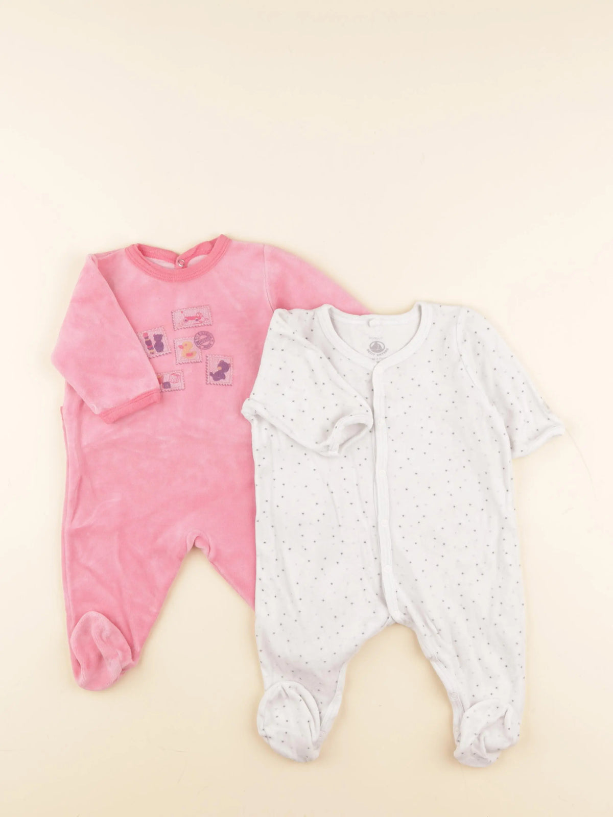 Petit Bateau - lot de 2 pyjamas velours multicolore - 3 mois