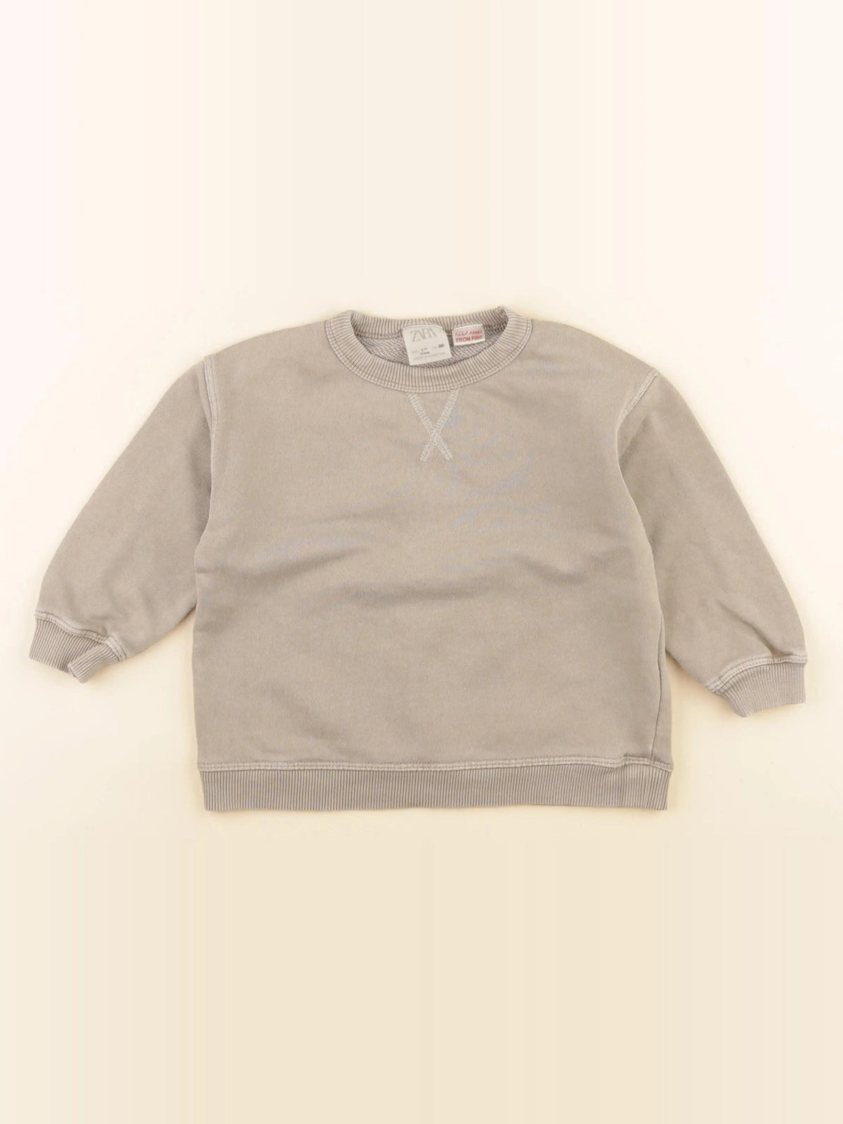 Zara - sweat beige, vert - 18 mois