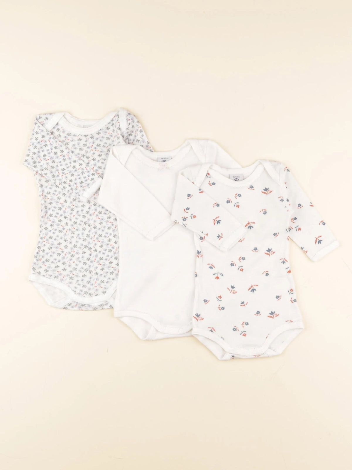Petit Bateau - lot de 3 bodies en coton multicolore - 3 mois