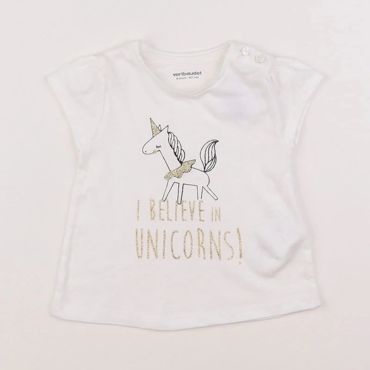 Vertbaudet - tee-shirt blanc - 6 mois
