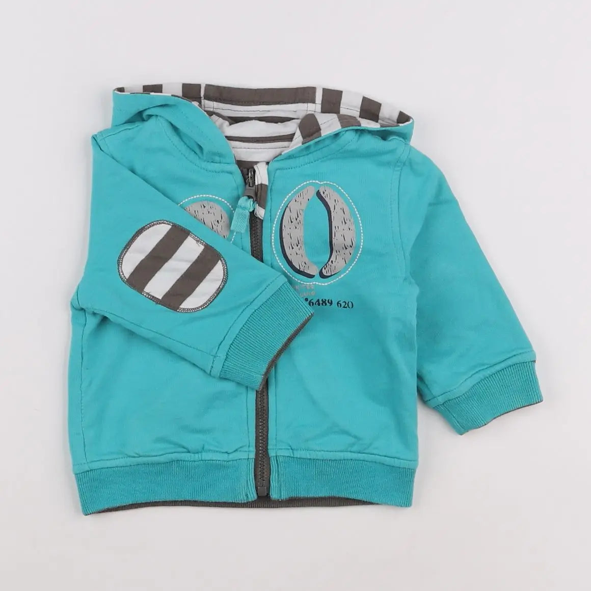 Vertbaudet - sweat réversible bleu - 6 mois