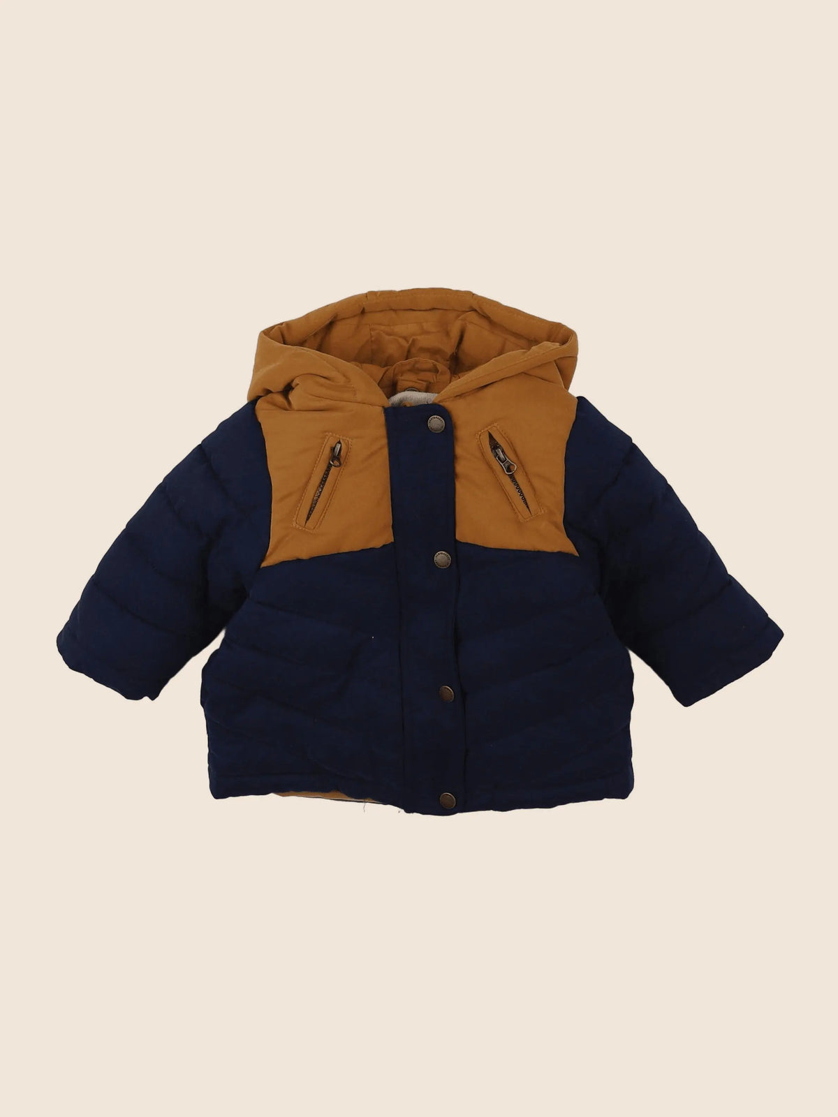 Vertbaudet - veste doublure amovible bleu, marron - 6 mois