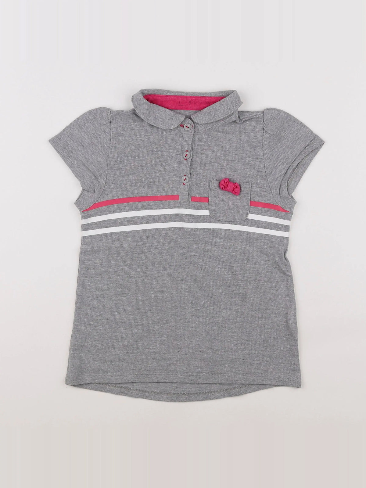 Vertbaudet - polo gris - 8 ans