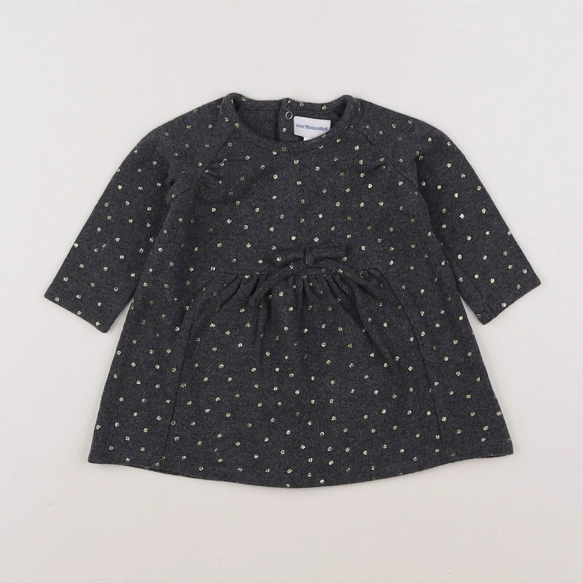 Vertbaudet - robe gris, or - 6 mois