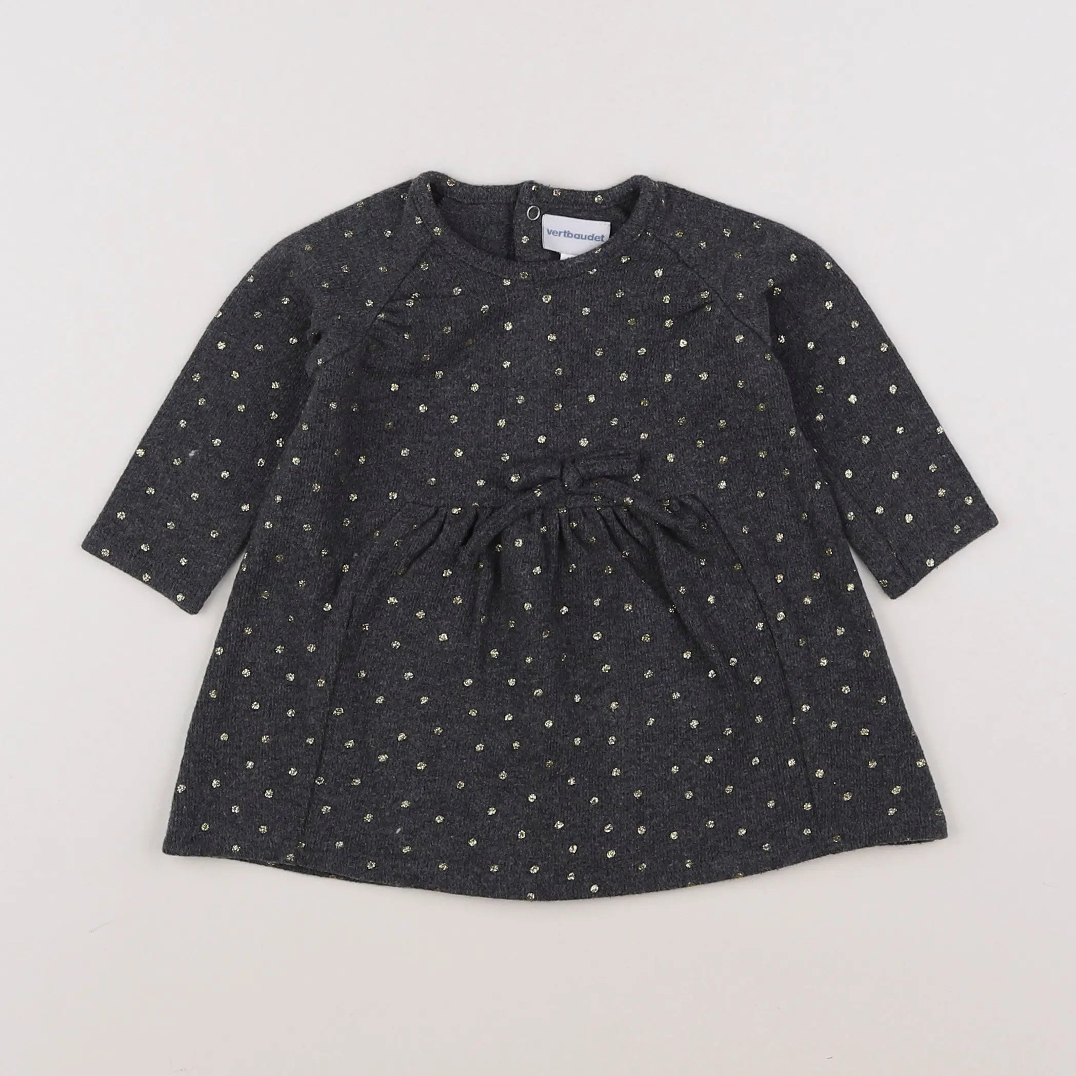 Vertbaudet - robe gris, or - 6 mois