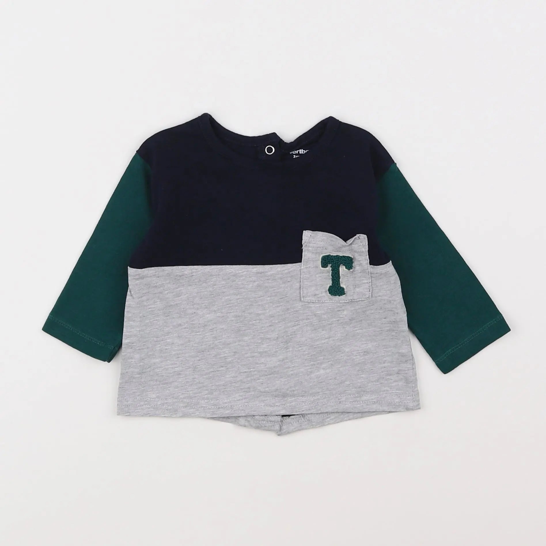 Vertbaudet - tee-shirt bleu - 3 mois