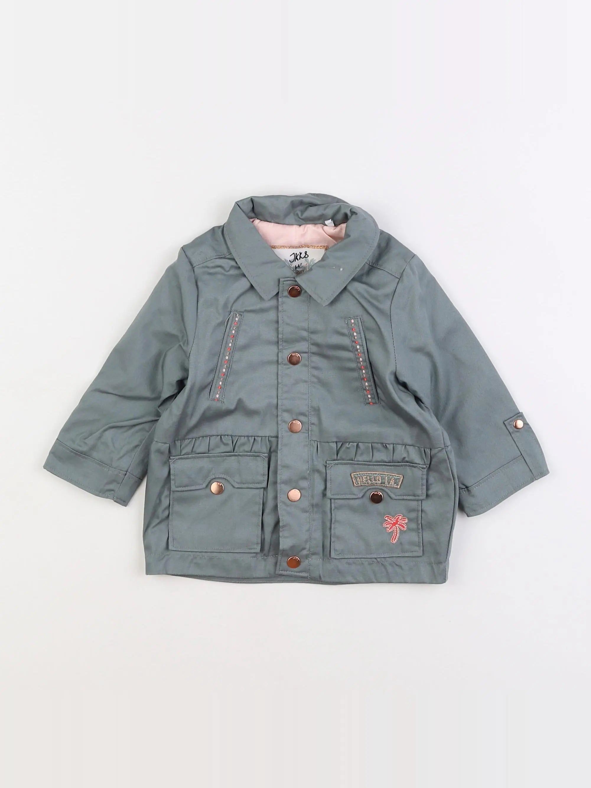 IKKS - veste doublé, imprimé au dos vert - 6 mois