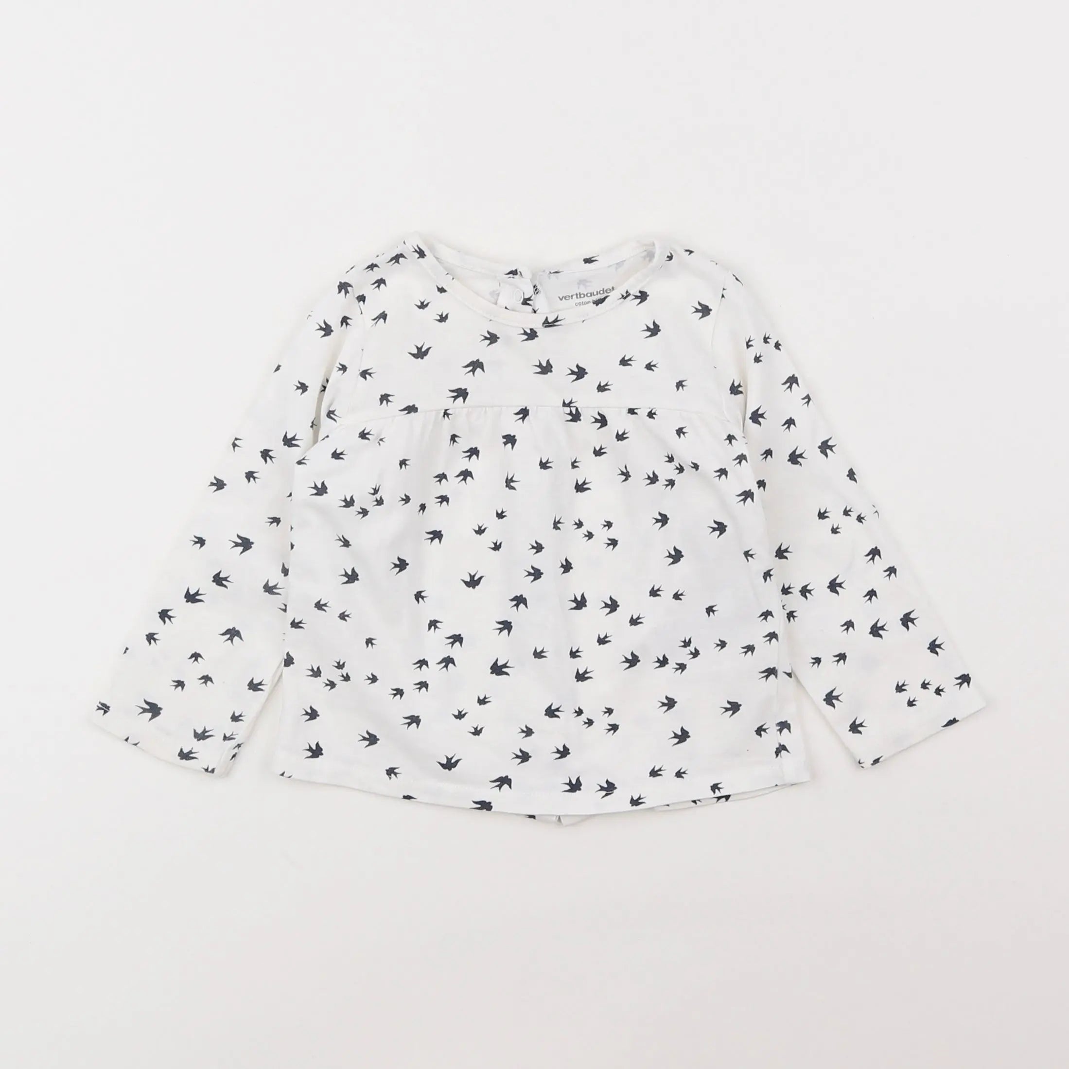 Vertbaudet - tee-shirt blanc, bleu - 9 mois