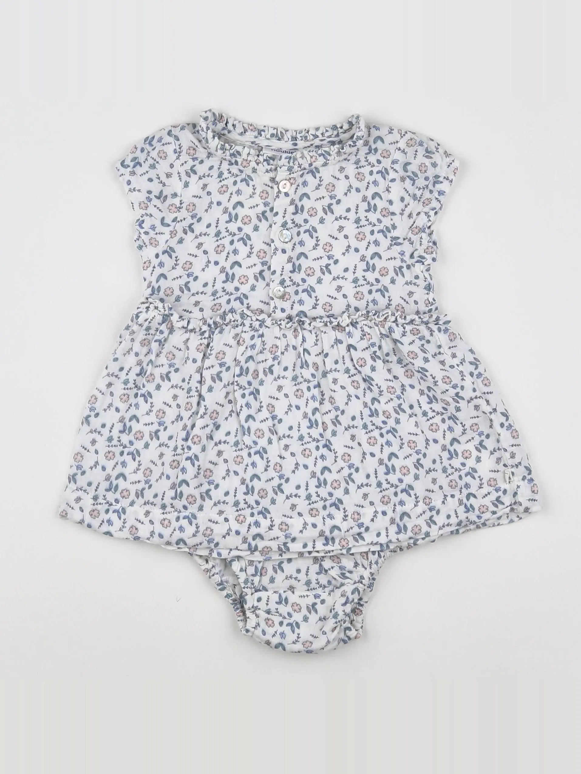 Noukie's - robe blanc, bleu - 6 mois