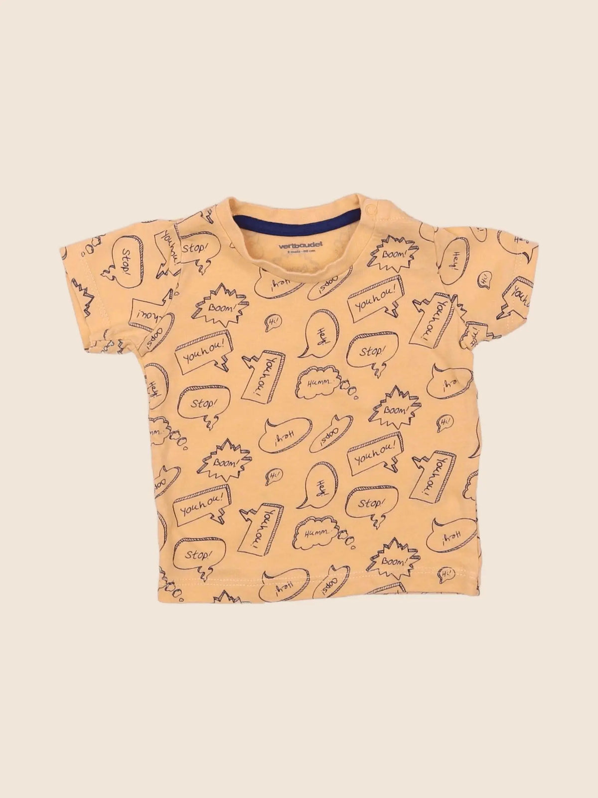 Vertbaudet - tee-shirt orange, bleu - 3 mois