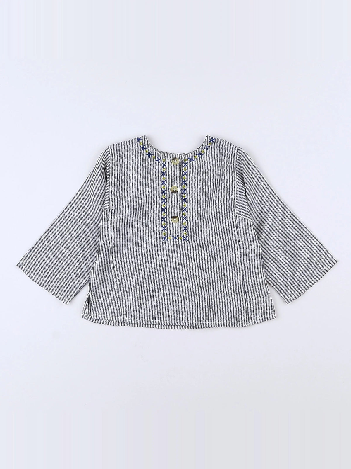 Bonton - chemise bleu, blanc - 12 mois