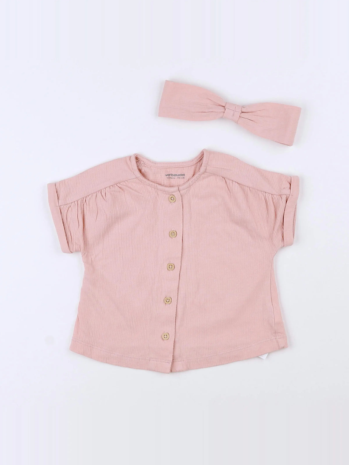 Vertbaudet - ensemble rose - 12 mois