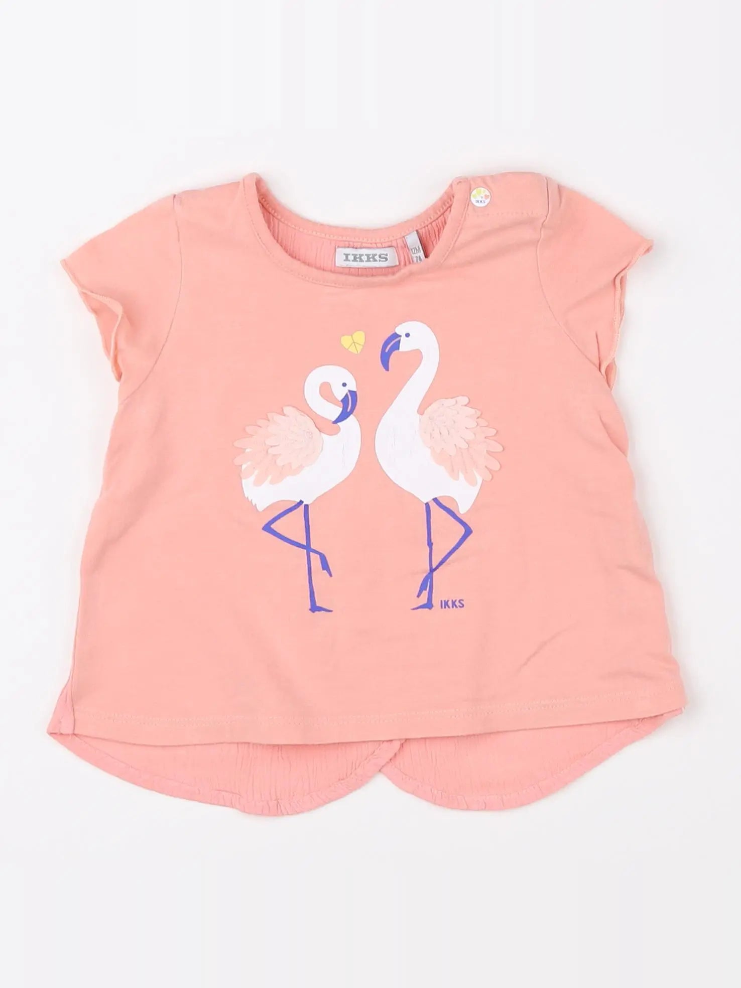 IKKS - tee-shirt blanc, rose - 12 mois