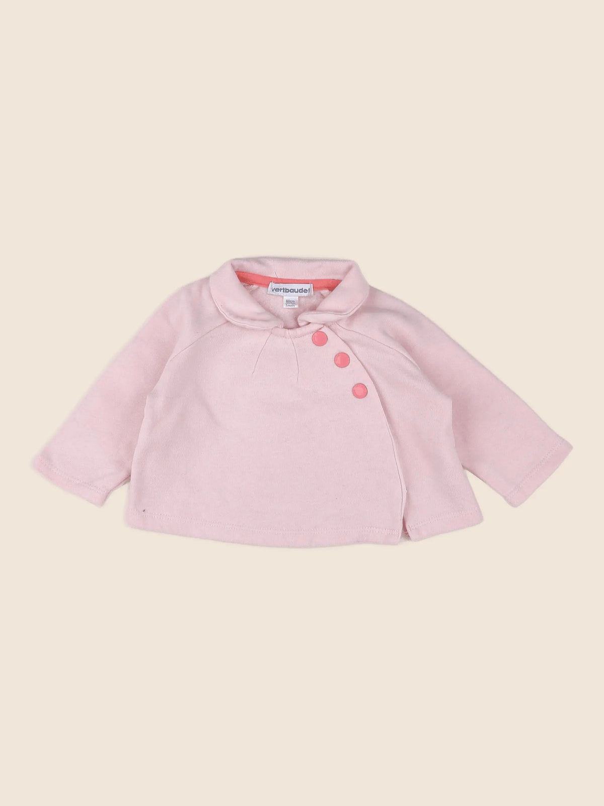 Vertbaudet - sweat rose - 3 mois