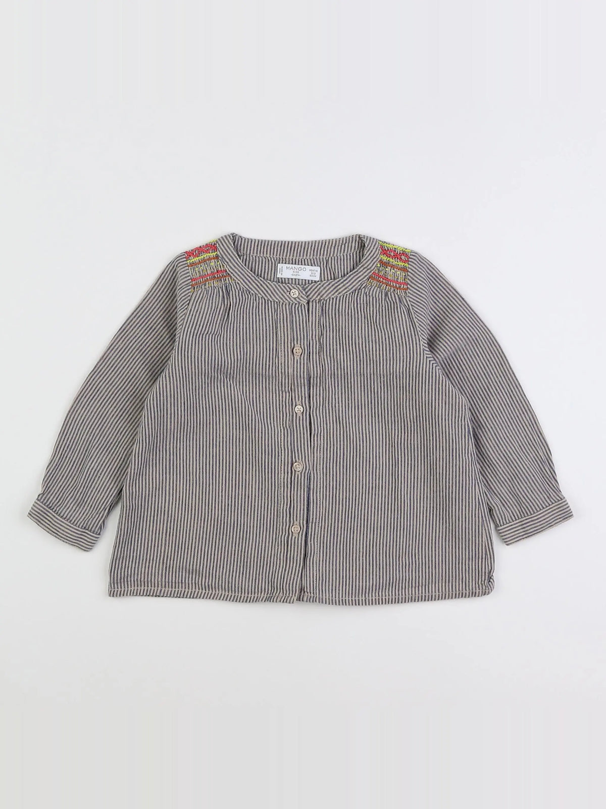 Mango - blouse bleu, gris - 9/12 mois