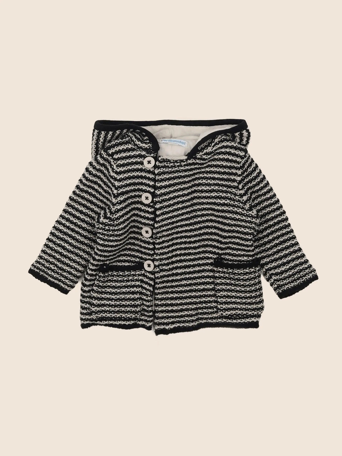 Vertbaudet - gilet beige, noir - 3 mois