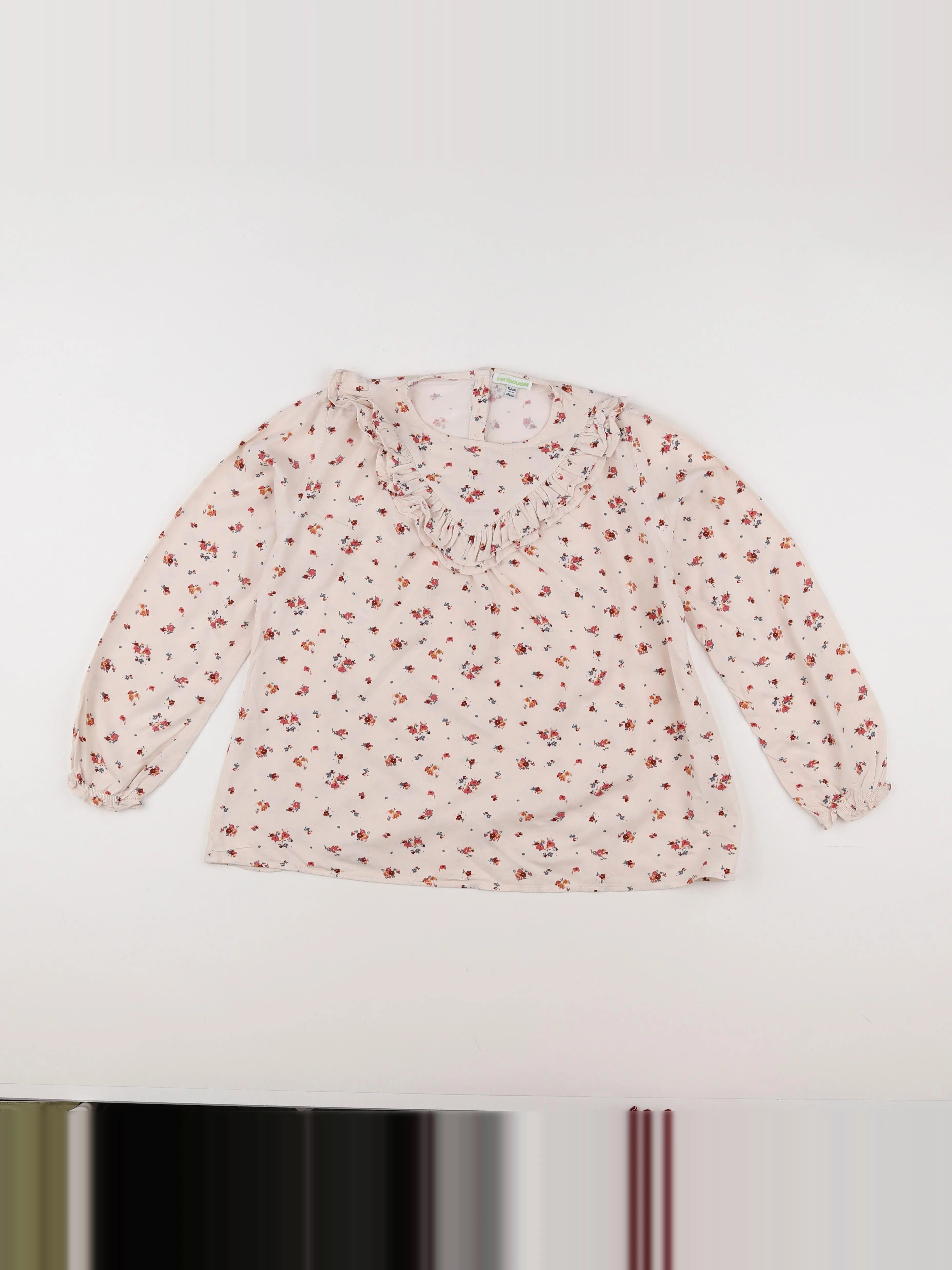Vertbaudet - blouse beige, rose - 10 ans