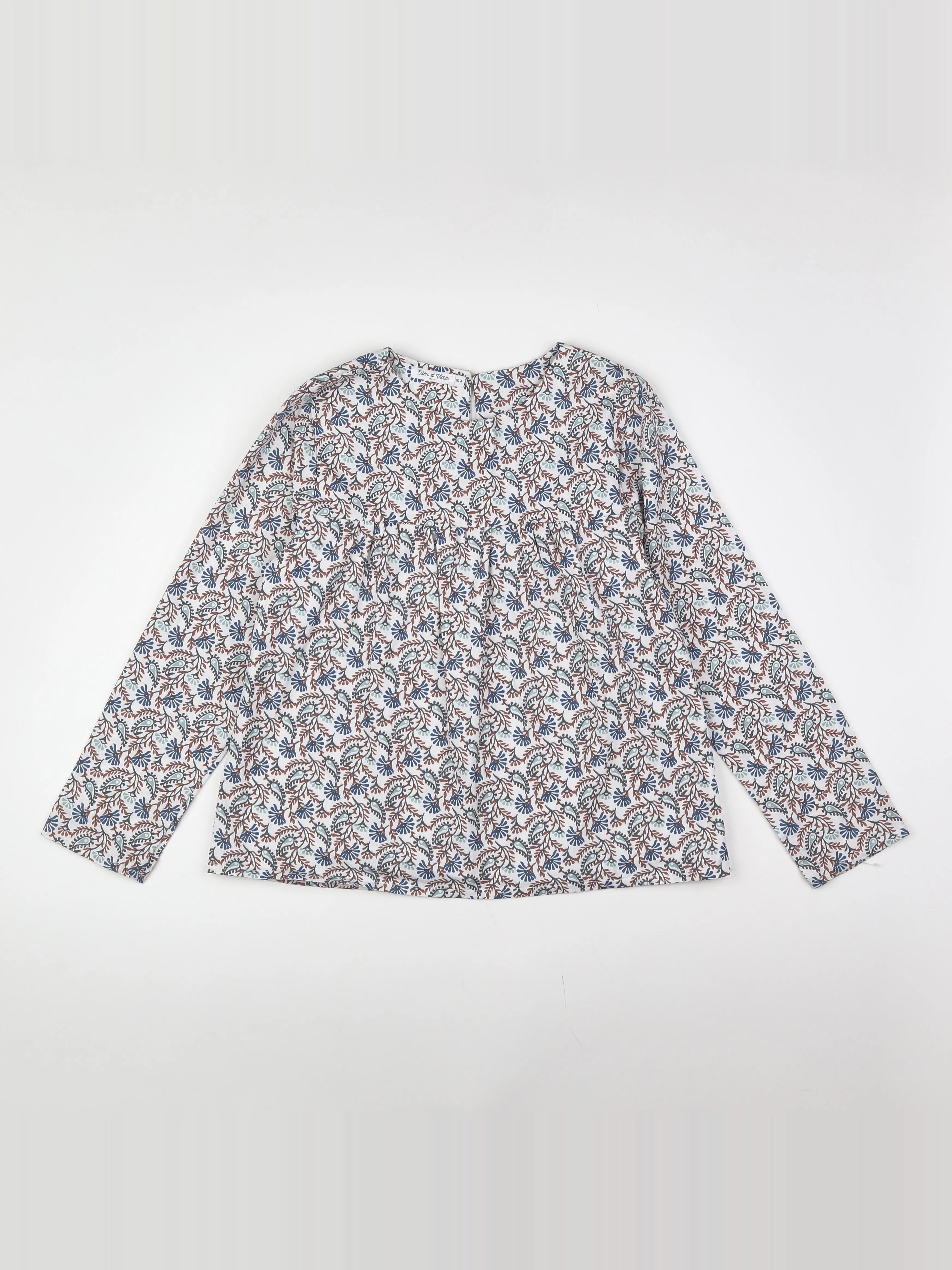 Eden & Victor - blouse marron, bleu - 10 ans