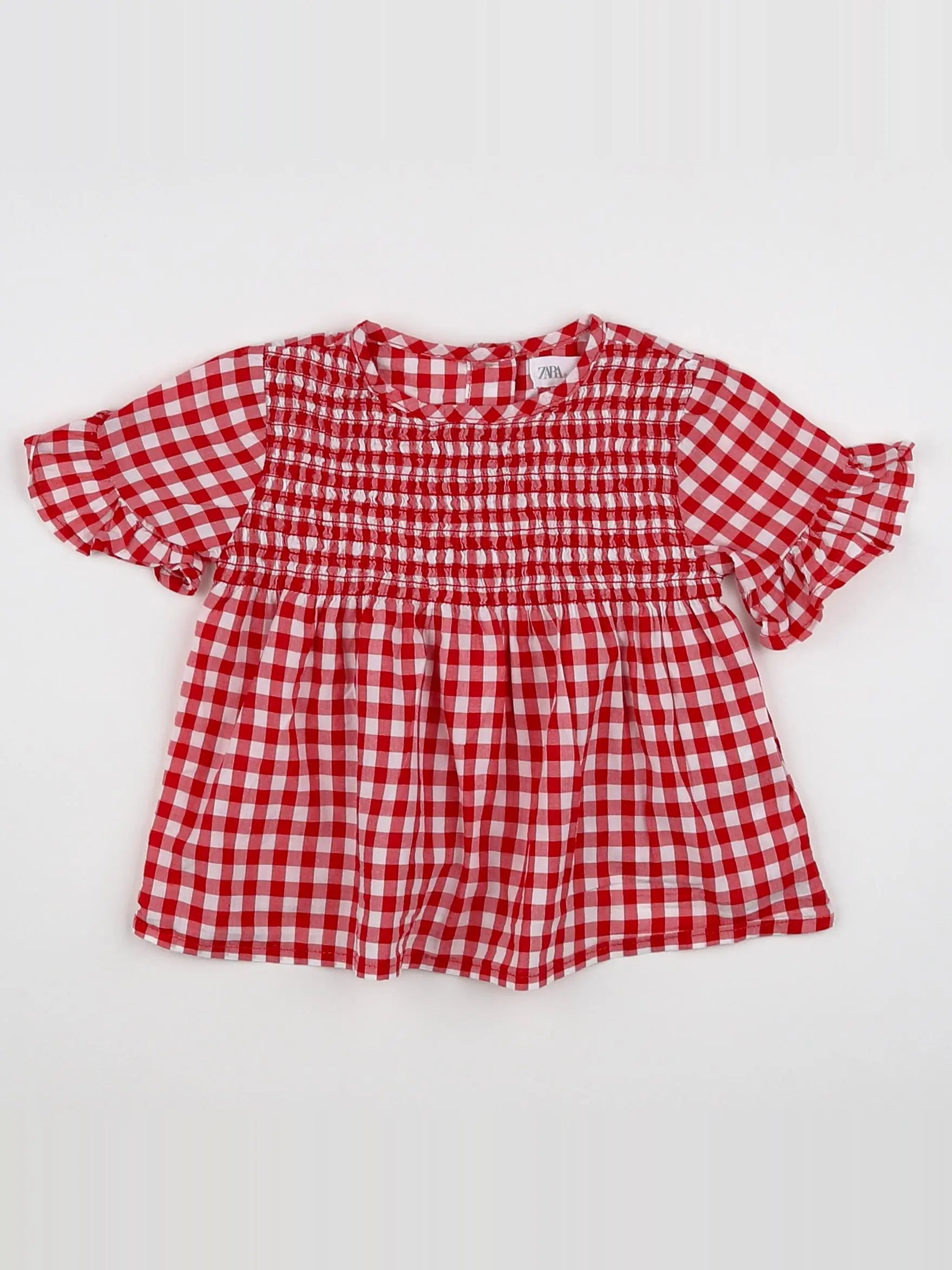 Zara - blouse blanc, rouge - 3/6 mois