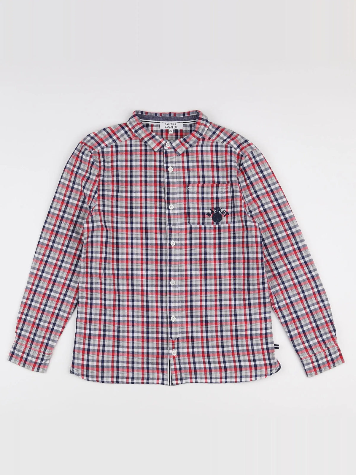 Galeries Lafayette - chemise rouge, bleu - 12 ans