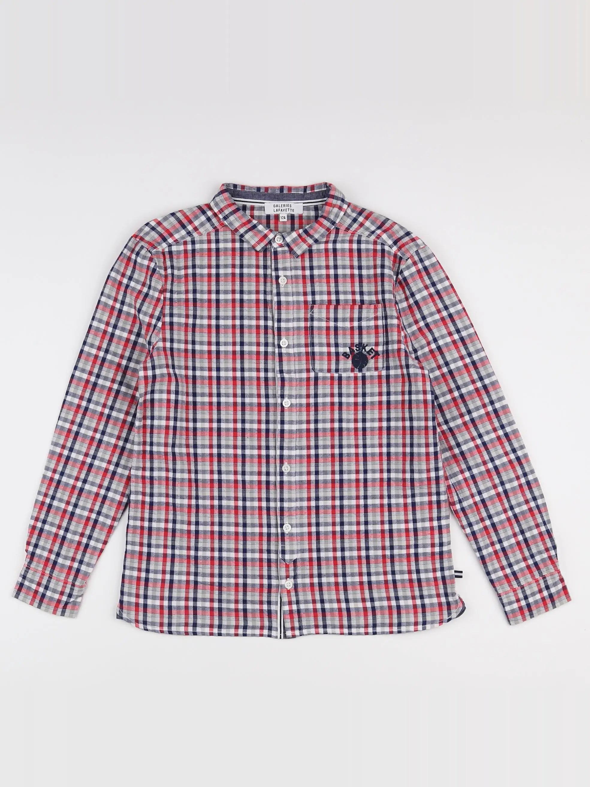 Galeries Lafayette - chemise rouge, bleu - 12 ans
