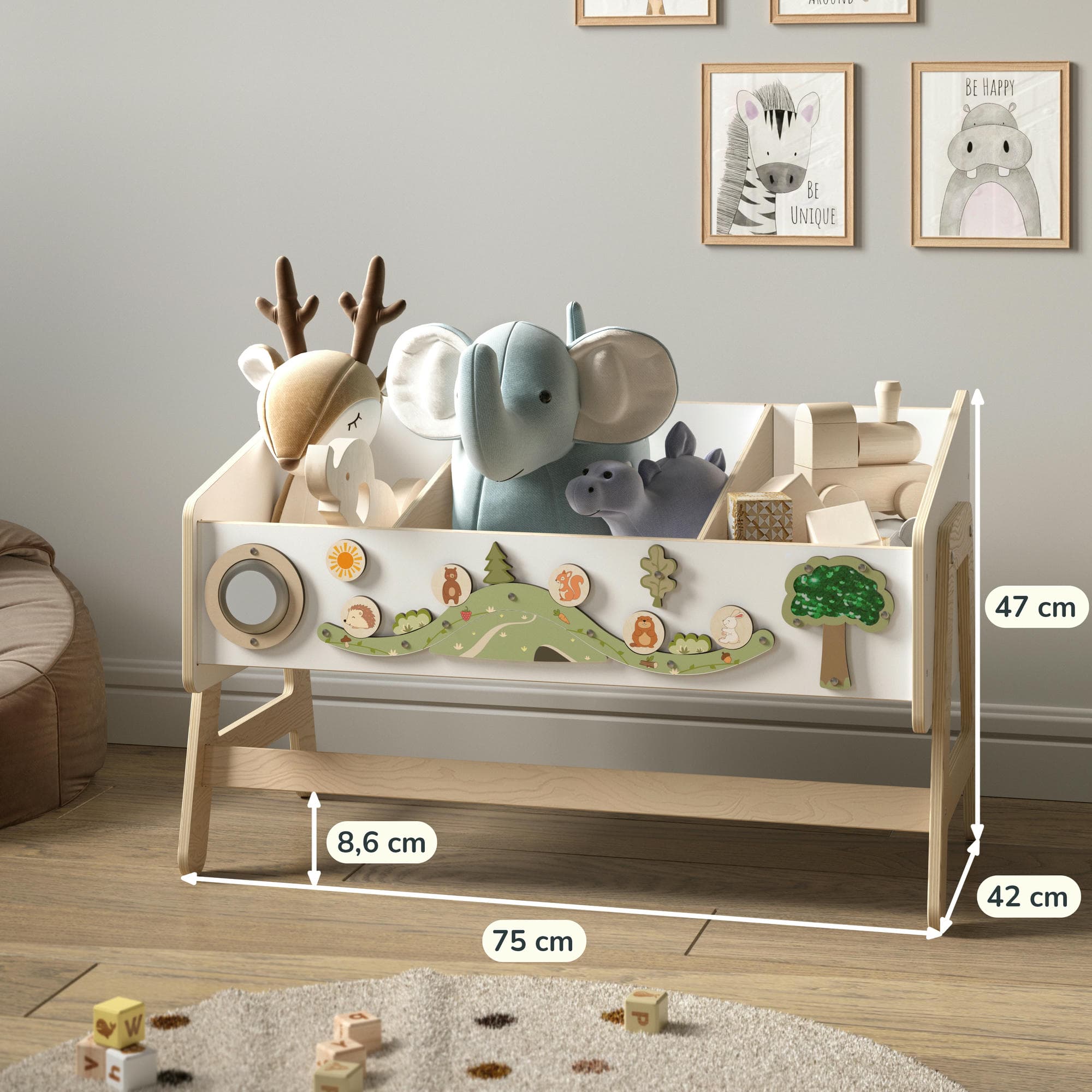 Étagère à jouets / Table + Bibliothèque enfant / Siège LILU