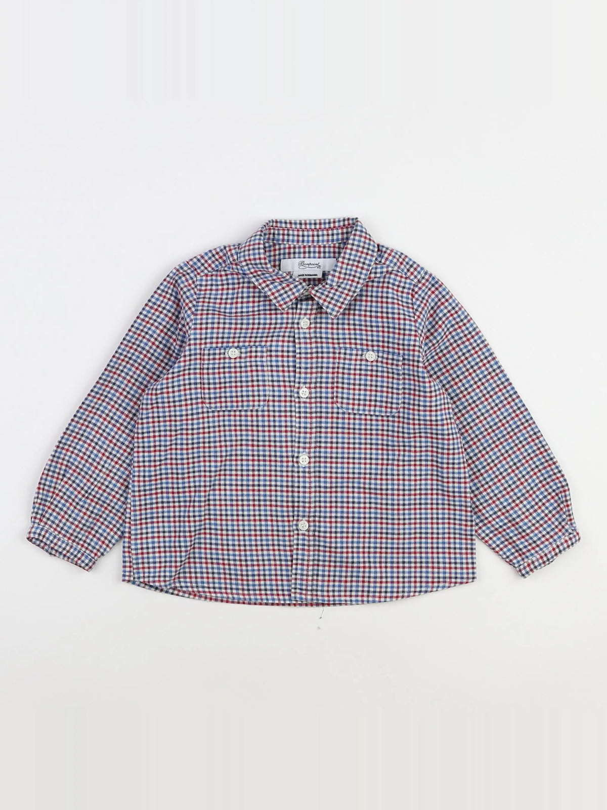 Bonpoint - chemise bleu, rouge - 2 ans
