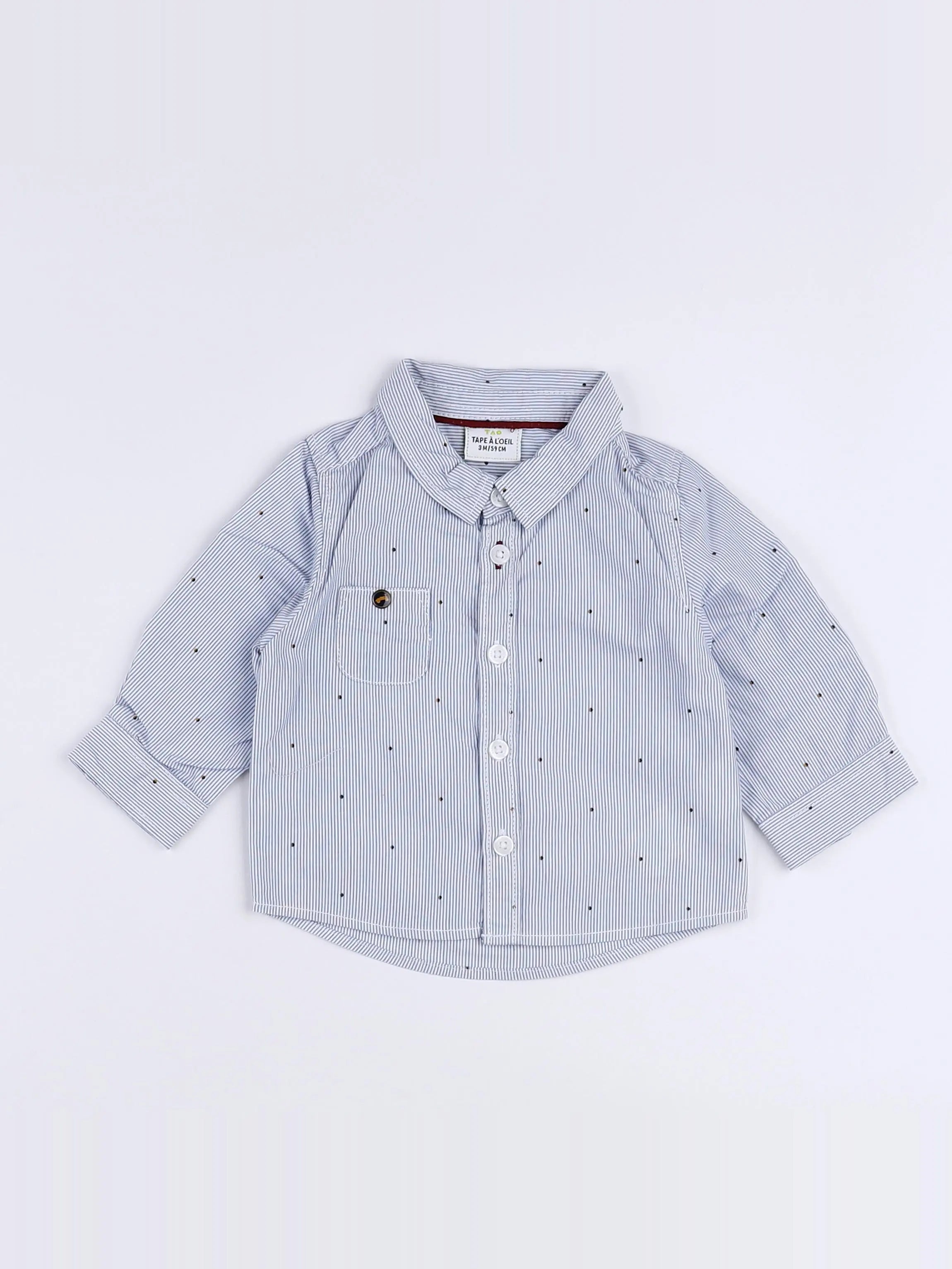Tape à l'oeil - chemise blanc, bleu - 3 mois