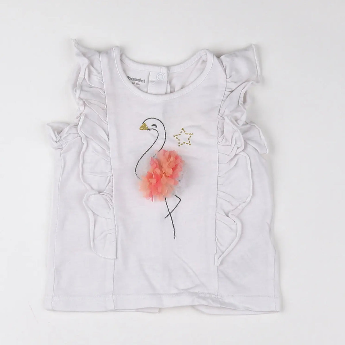 Vertbaudet - débardeur blanc, rose - 3 mois