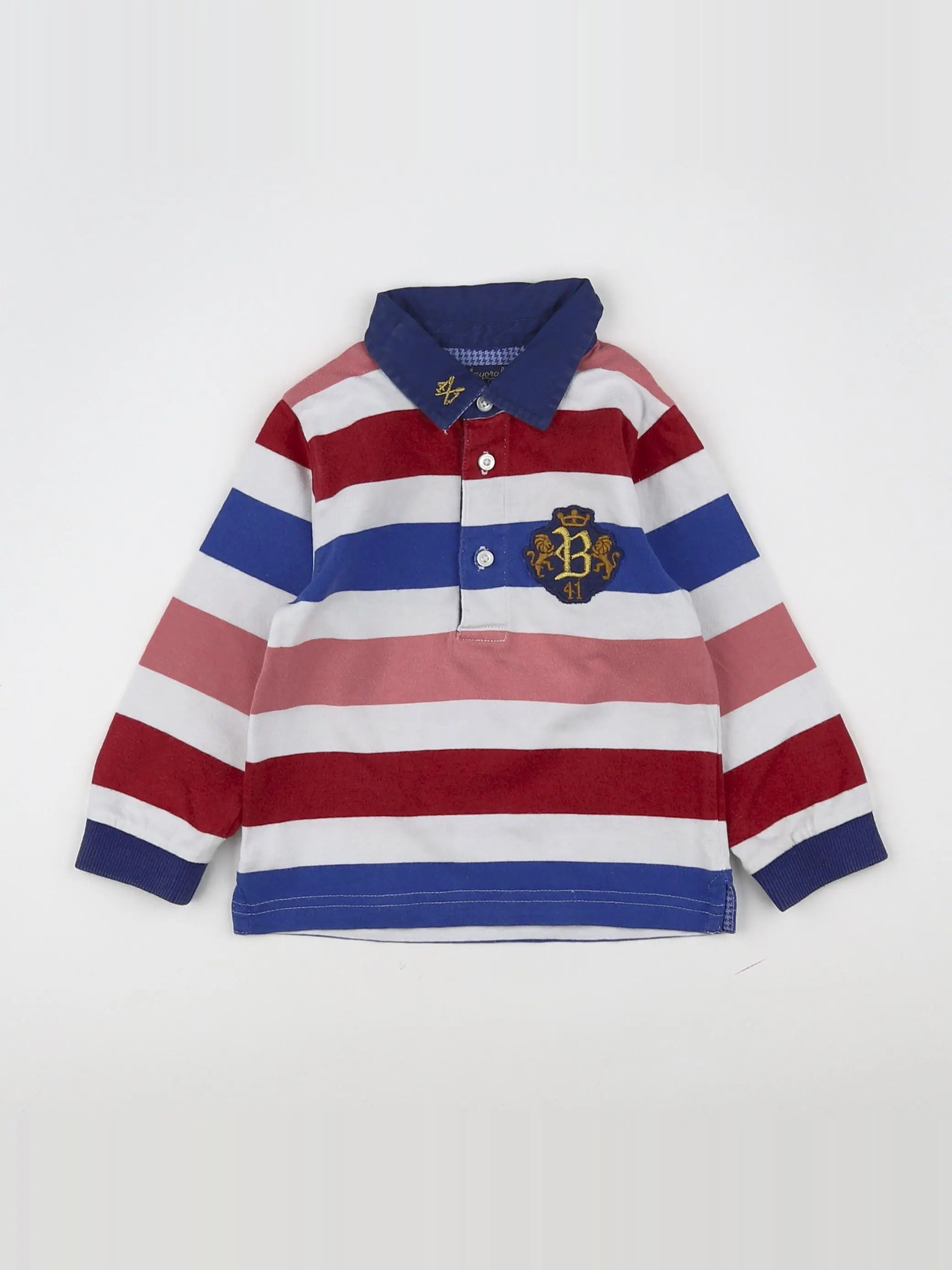 Mayoral - polo bleu, rose - 12 mois