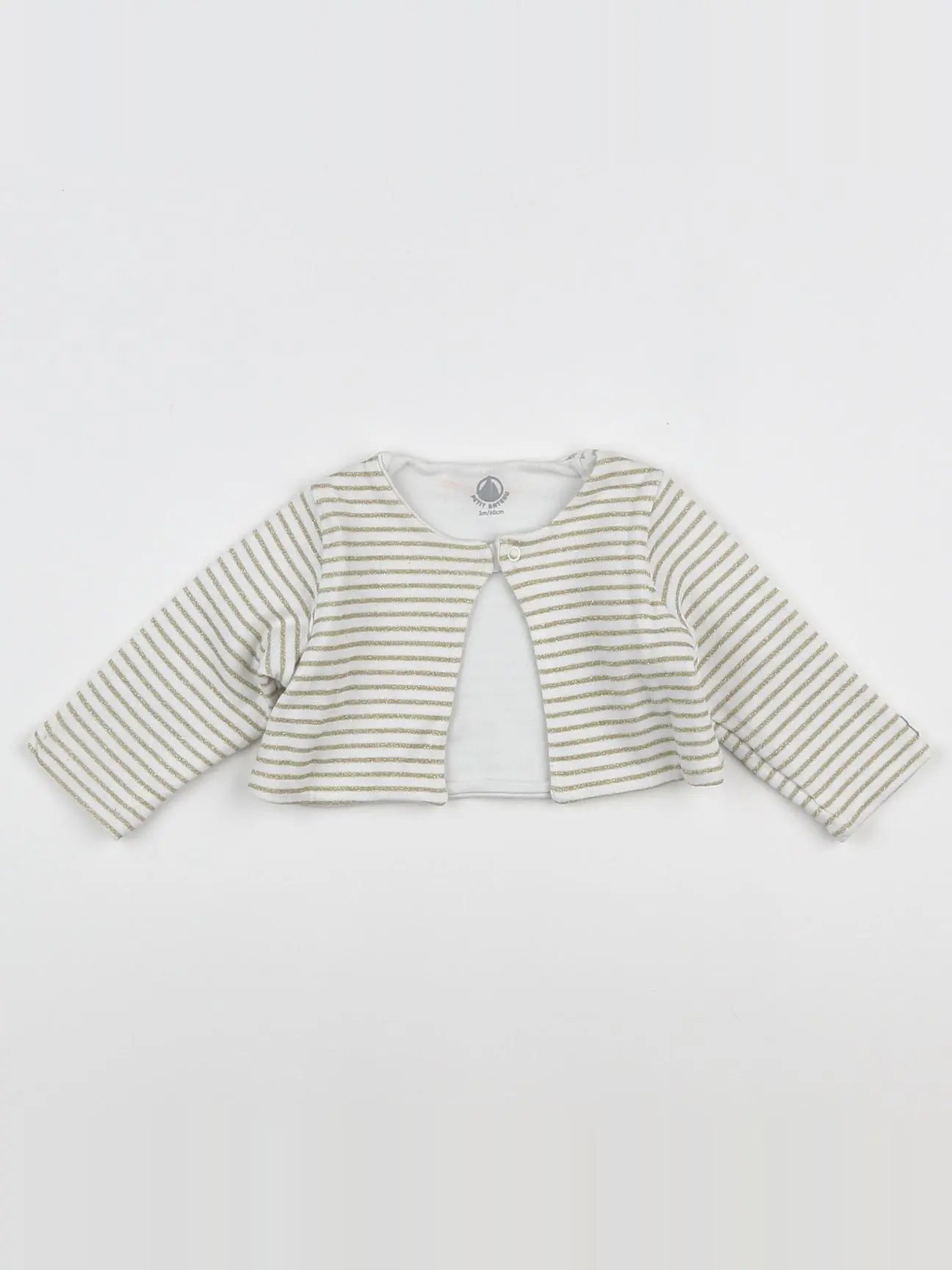 Petit Bateau - sweat blanc, or - 3 mois