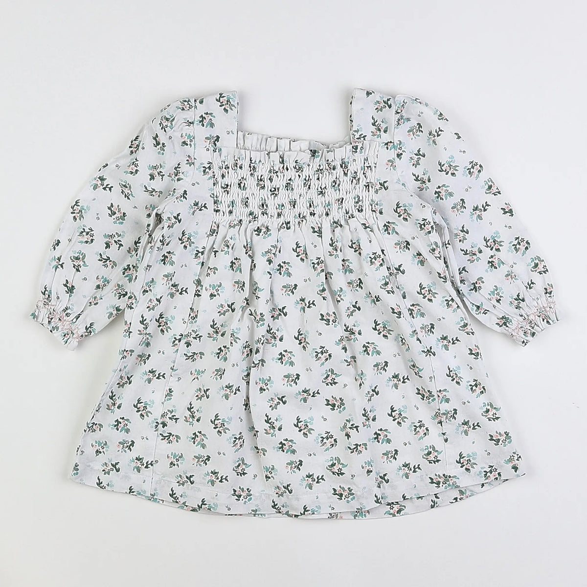 Vertbaudet - robe blanc, rose, vert - 9 mois