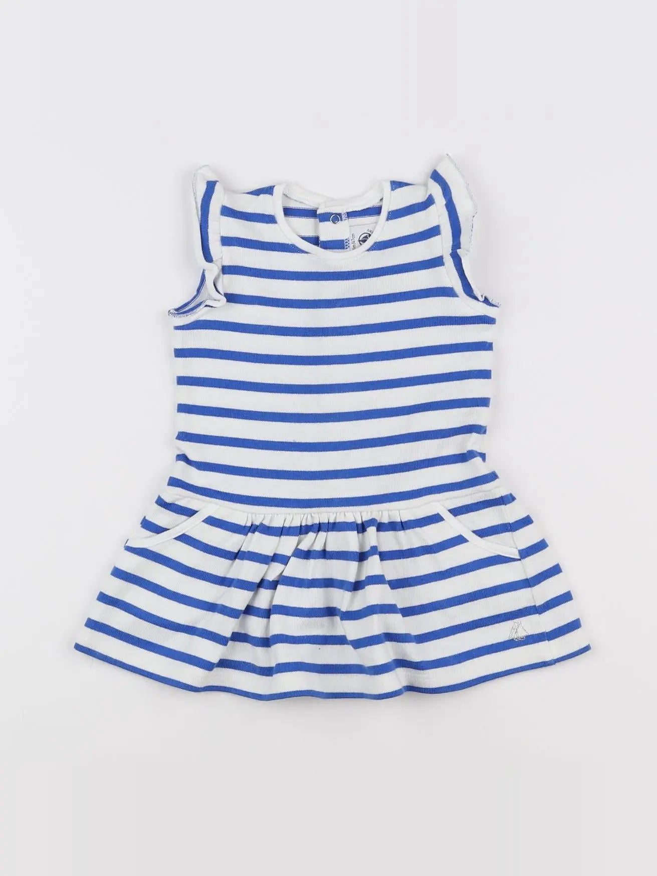 Petit Bateau - robe blanc, bleu - 6 mois