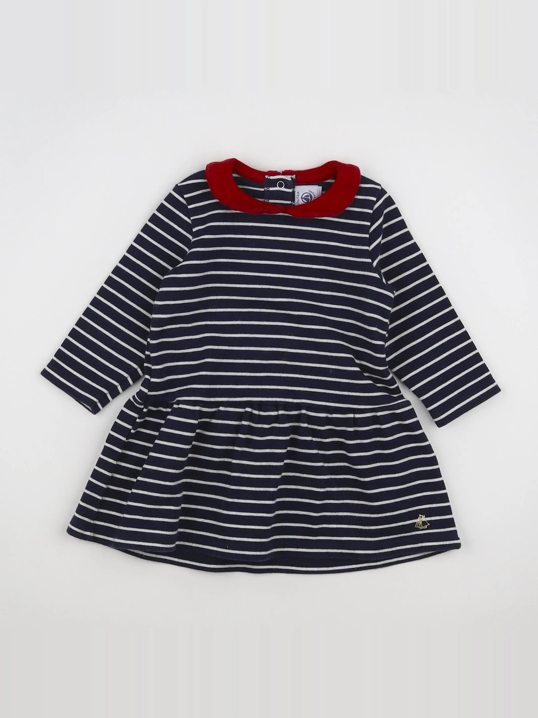 Petit Bateau - robe bleu, blanc - 12 mois